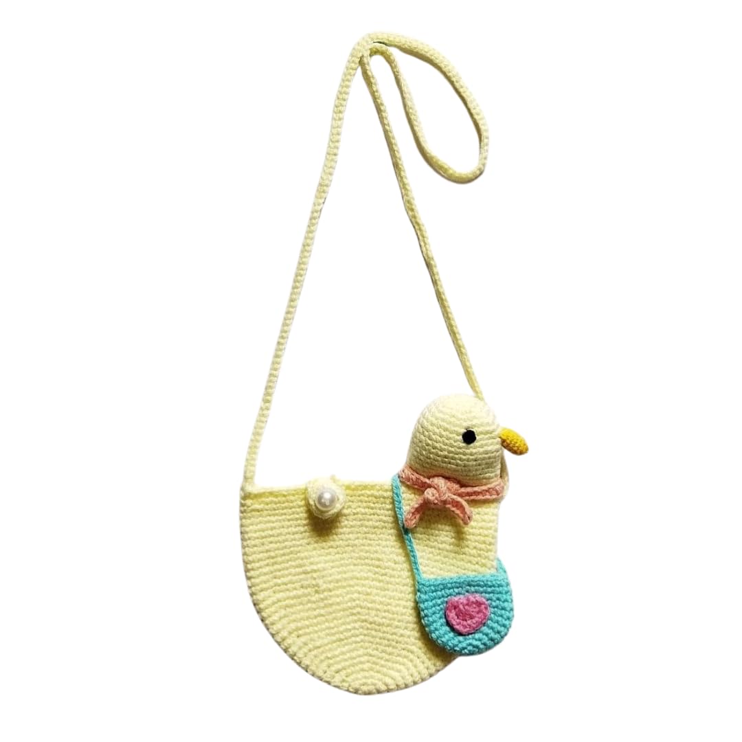 Charming Yellow Duck Crochet Purse for Little Girls Handmade Kids' Fashion Accessory