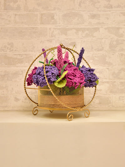 Timeless Beauty: Crochet Floral Delight with Purple Hydrangeas & Lavender Blossoms