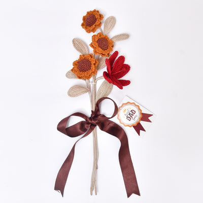 Crochet Sunflower & Red Bloom Bouquet – Cozy Father’s Day Decor