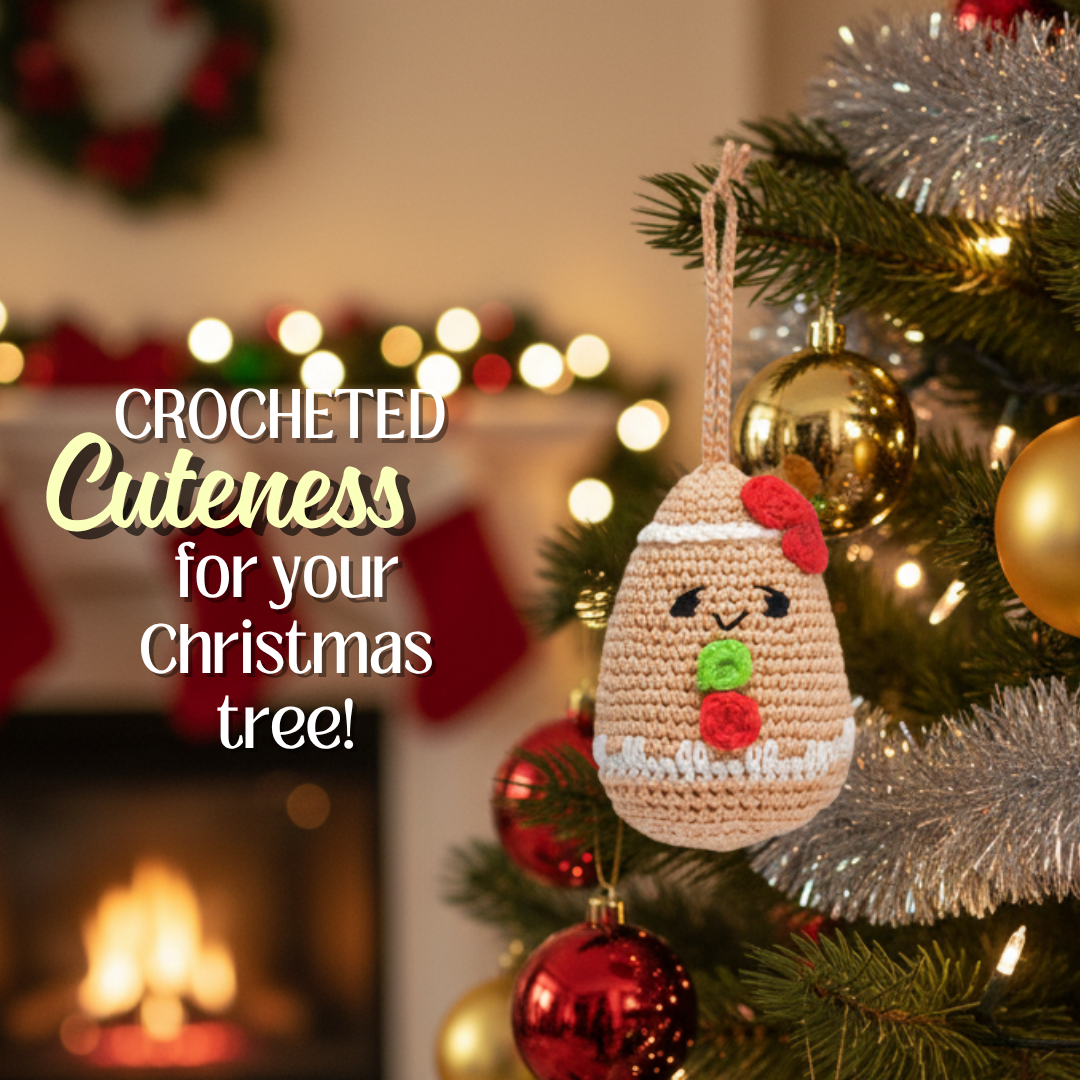 Handcrafted 3D Crochet Gingerbread Man Ornament – Christmas Tree Decoration