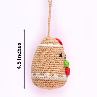 Handcrafted 3D Crochet Gingerbread Man Ornament – Christmas Tree Decoration
