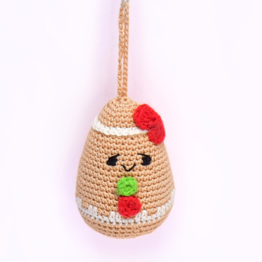 Handcrafted 3D Crochet Gingerbread Man Ornament – Christmas Tree Decoration