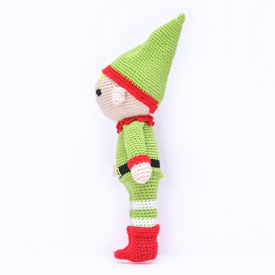 Cheerful Crochet Boy Elf Soft Toy – Handcrafted Holiday Gift & Décor