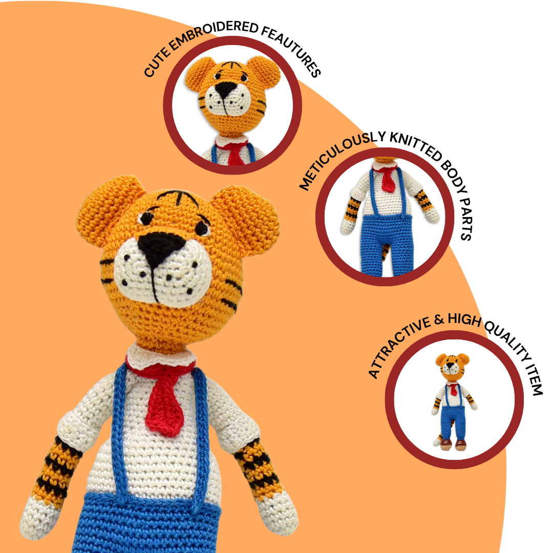 Cuddly Handmade Rocky Tiger – Crochet Soft Toy for Kids & Collectors