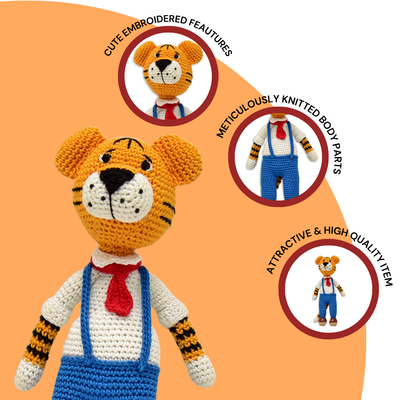 Cuddly Handmade Rocky Tiger – Crochet Soft Toy for Kids & Collectors