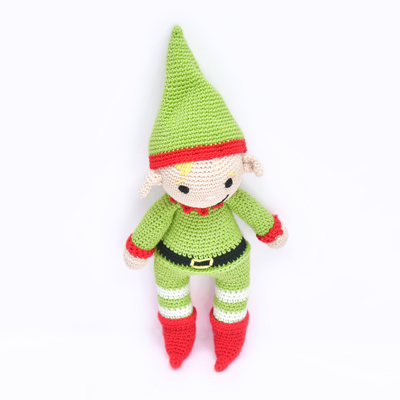 Cheerful Crochet Boy Elf Soft Toy – Handcrafted Holiday Gift & Décor