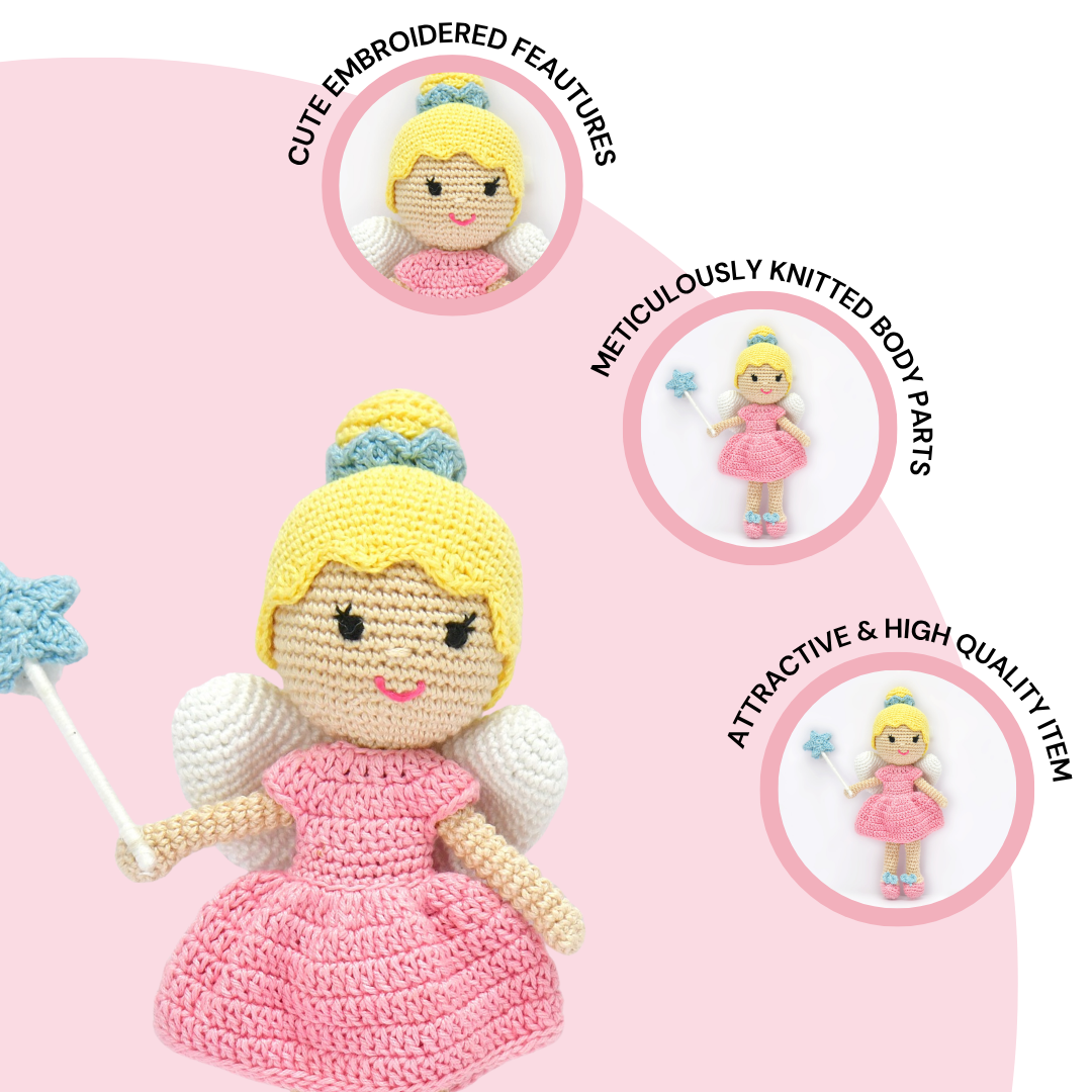 Fairy Crochet Doll | Handmade Pink Fairy Toy | Whimsical Storytelling Companion