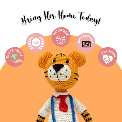 Cuddly Handmade Rocky Tiger – Crochet Soft Toy for Kids & Collectors