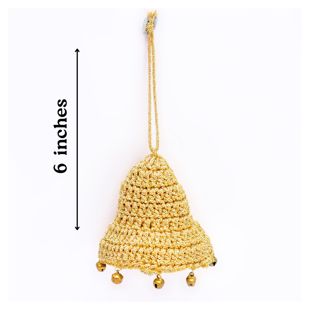 Jingle All the Way – Handcrafted Crochet Gold Bell Ornament