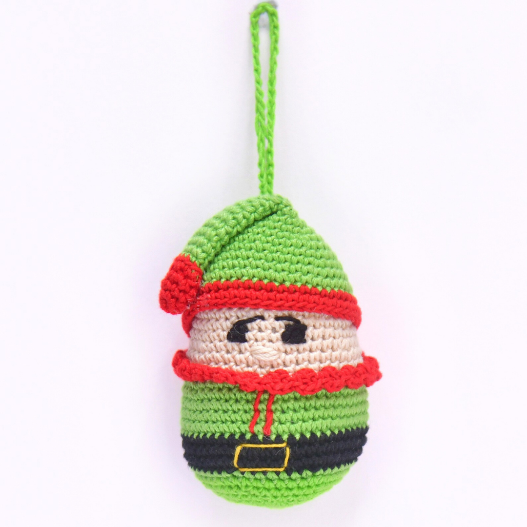 Handcrafted Crochet Christmas Elf Ornament – Festive Tree Decoration