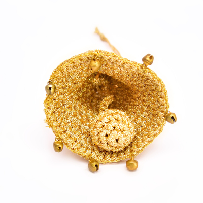Jingle All the Way – Handcrafted Crochet Gold Bell Ornament