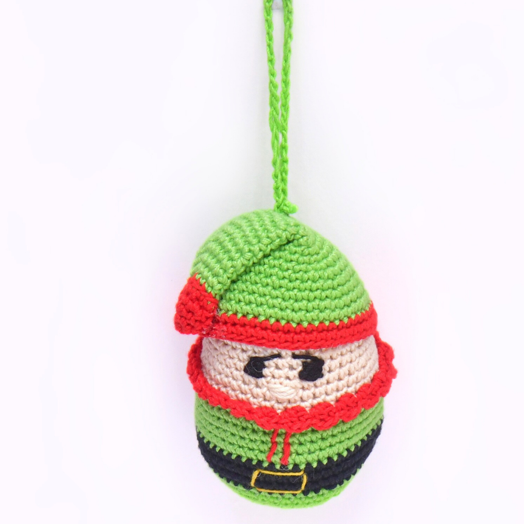Handcrafted Crochet Christmas Elf Ornament – Festive Tree Decoration