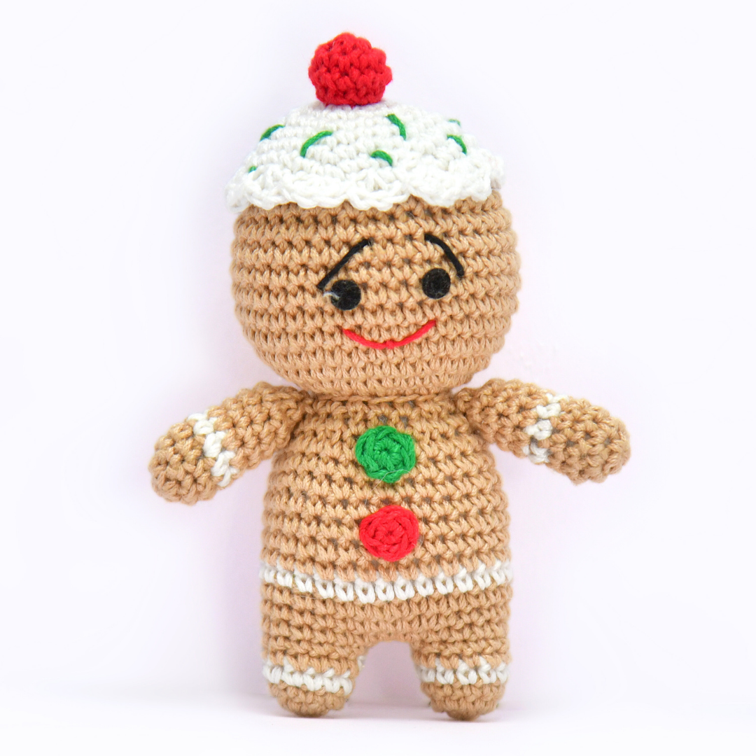 Sweetest Time of the Year Crochet Figurine | Handmade Gingerbread-Cupcake Amigurumi