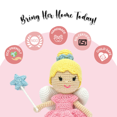 Fairy Crochet Doll | Handmade Pink Fairy Toy | Whimsical Storytelling Companion
