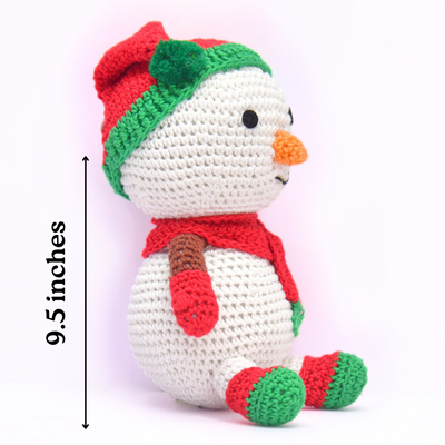 Cheerful Crochet Happy Snowman Soft Toy – Handcrafted Holiday Gift & Décor