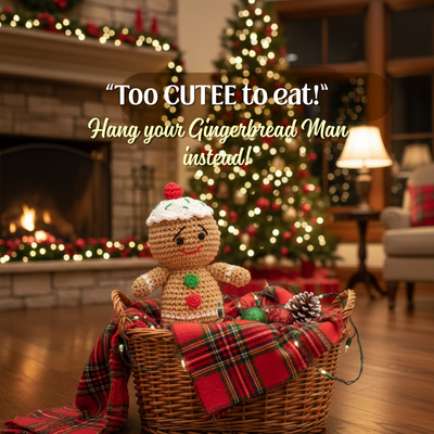 Sweetest Time of the Year Crochet Figurine | Handmade Gingerbread-Cupcake Amigurumi