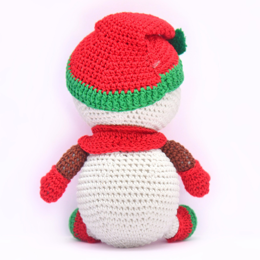Cheerful Crochet Happy Snowman Soft Toy – Handcrafted Holiday Gift & Décor