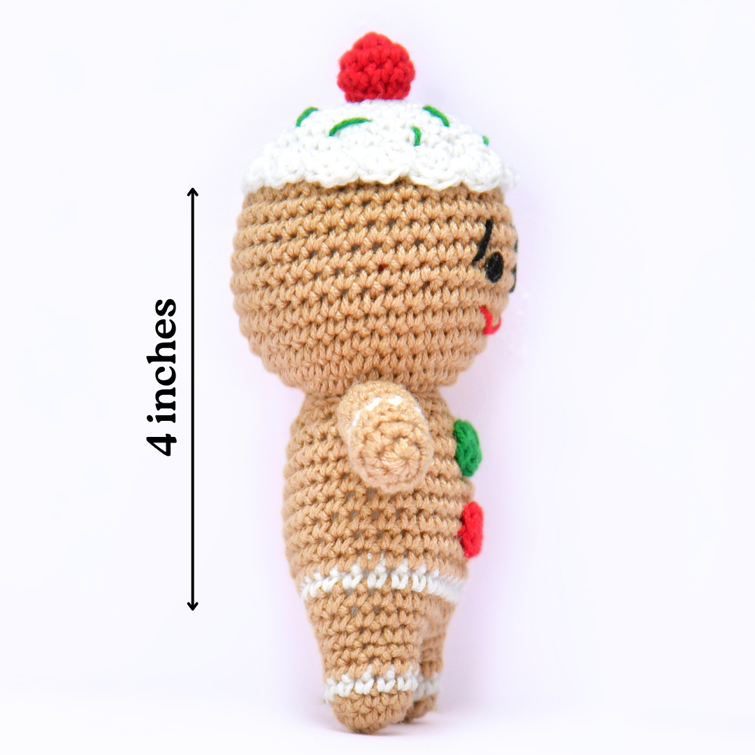 Sweetest Time of the Year Crochet Figurine | Handmade Gingerbread-Cupcake Amigurumi