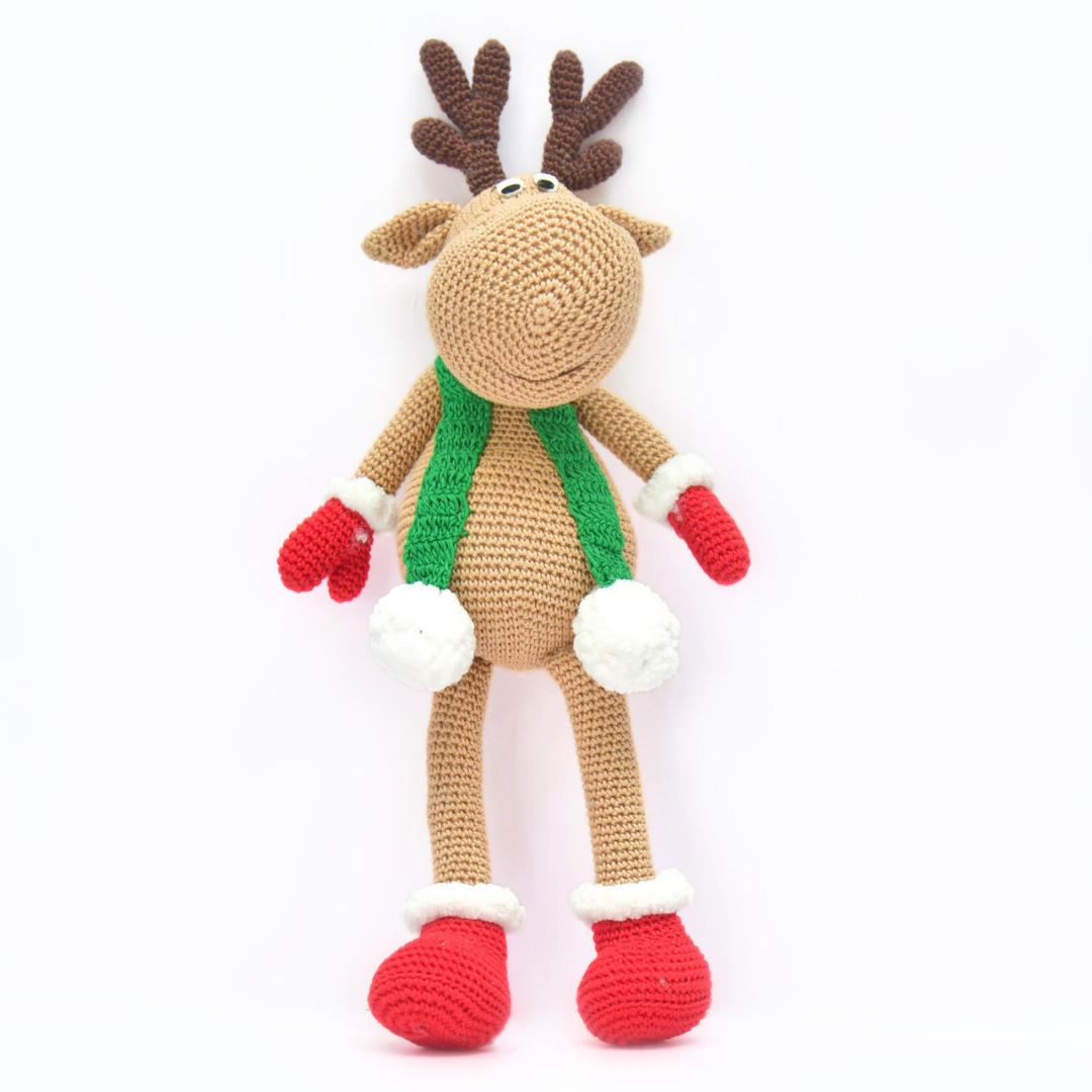 Whimsical Crochet Reindeer Soft Toy – Handcrafted Holiday Décor & Gift