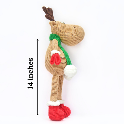 Whimsical Crochet Reindeer Soft Toy – Handcrafted Holiday Décor & Gift