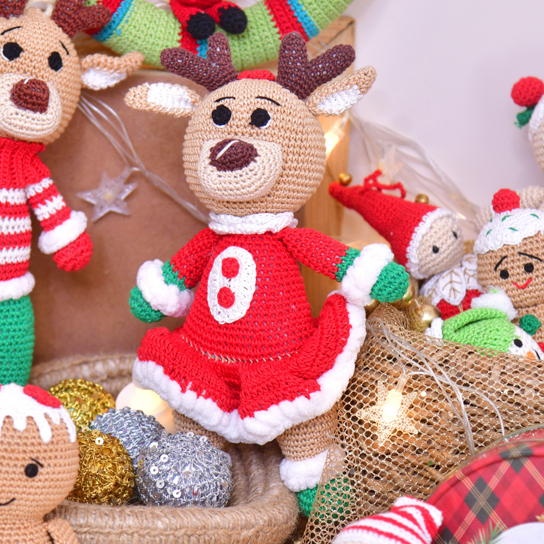 Adorable Crochet Girl Reindeer – Handcrafted Holiday Magic