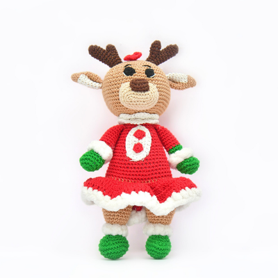 Adorable Crochet Girl Reindeer – Handcrafted Holiday Magic