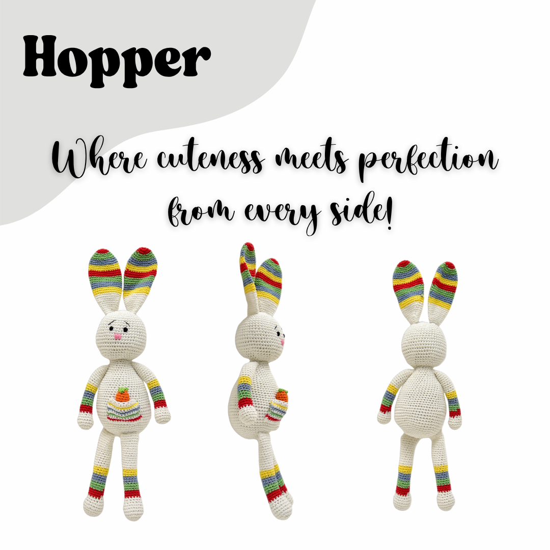 Discover the Magic of Hopper – Handmade Crocheted Bunny Soft Toy