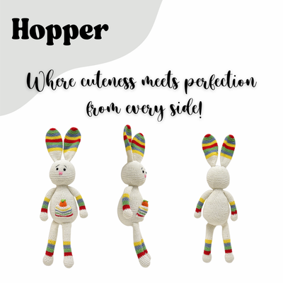 Discover the Magic of Hopper – Handmade Crocheted Bunny Soft Toy