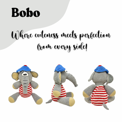 Bobo the Elephant – Lovingly Handmade Crochet Soft Toy | Safe & Adorable Gift for Kids