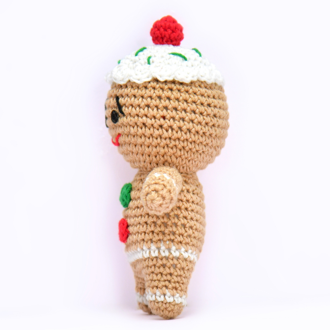 Sweetest Time of the Year Crochet Figurine | Handmade Gingerbread-Cupcake Amigurumi