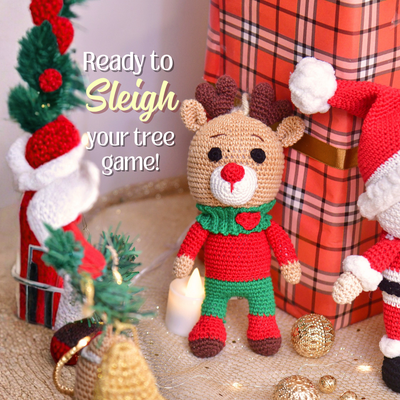 Cheerful Crochet Happy Reindeer Soft Toy – Handcrafted Holiday Gift & Décor