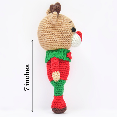 Cheerful Crochet Happy Reindeer Soft Toy – Handcrafted Holiday Gift & Décor