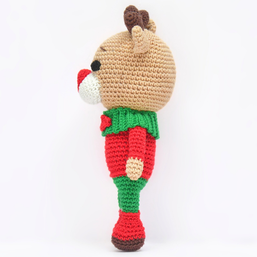 Cheerful Crochet Happy Reindeer Soft Toy – Handcrafted Holiday Gift & Décor