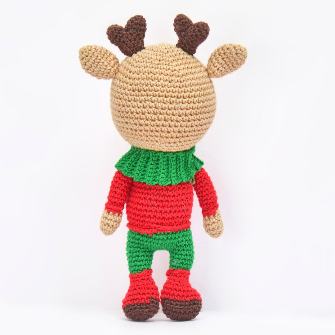 Cheerful Crochet Happy Reindeer Soft Toy – Handcrafted Holiday Gift & Décor