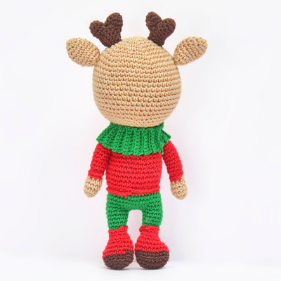 Cheerful Crochet Happy Reindeer Soft Toy – Handcrafted Holiday Gift & Décor