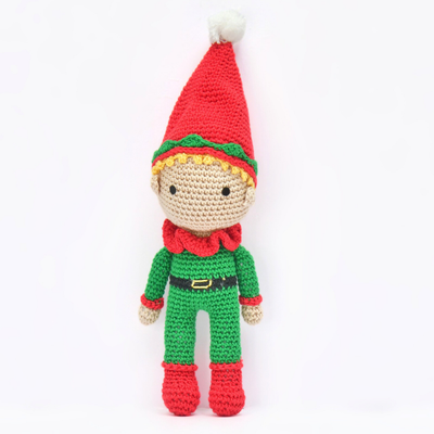 Handmade Crochet Christmas Elf Doll | Cute Amigurumi Plush for Festive Decor & Gifting
