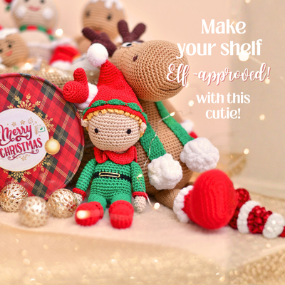 Handmade Crochet Christmas Elf Doll | Cute Amigurumi Plush for Festive Decor & Gifting