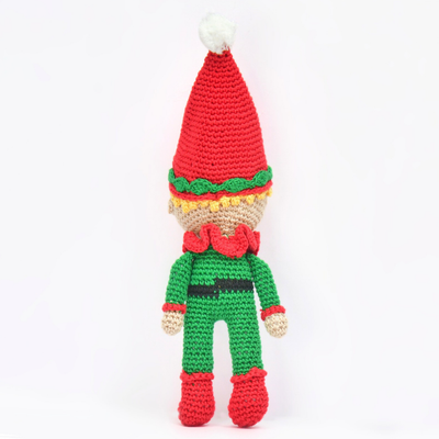 Handmade Crochet Christmas Elf Doll | Cute Amigurumi Plush for Festive Decor & Gifting