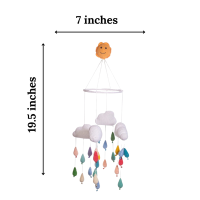 Bright & Colourful Crochet Raindrops – Handmade Amigurumi Mobile for Nursery