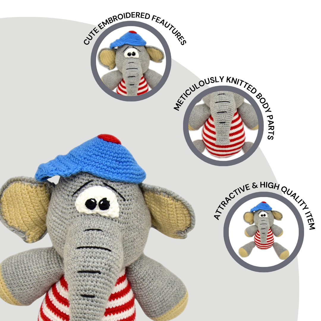 Bobo the Elephant – Lovingly Handmade Crochet Soft Toy | Safe & Adorable Gift for Kids