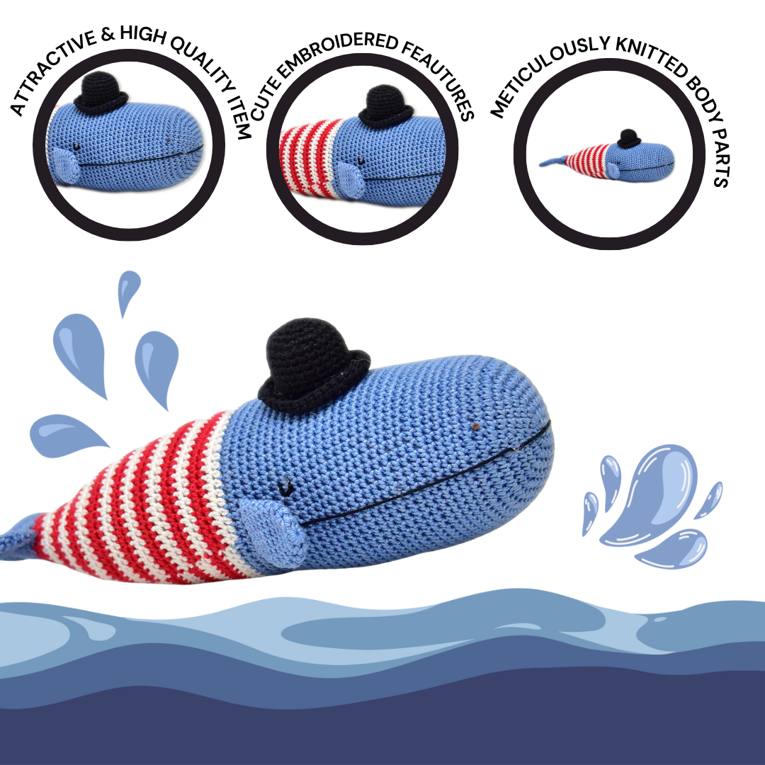 Flynn the Whale – Handmade Crocheted Soft Toy for Cuddles & Playful Adventures