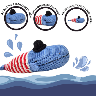 Flynn the Whale – Handmade Crocheted Soft Toy for Cuddles & Playful Adventures