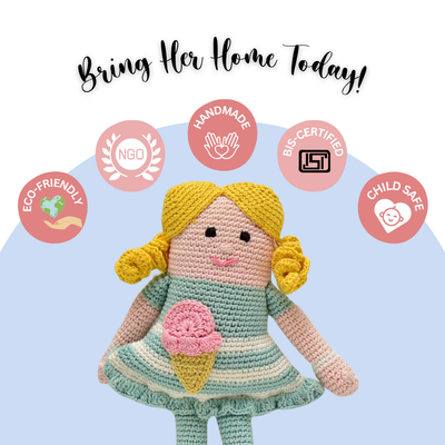 Mellz the Doll – Beautiful Handmade Crocheted Doll | Limited Edition Collectible