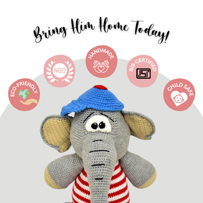 Bobo the Elephant – Lovingly Handmade Crochet Soft Toy | Safe & Adorable Gift for Kids