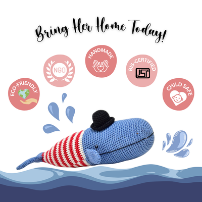 Flynn the Whale – Handmade Crocheted Soft Toy for Cuddles & Playful Adventures
