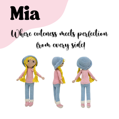 Mia Handmade Crochet Doll | Amigurumi Girl Doll with Braids | Soft Knitted Toy for Kids & Nursery Décor