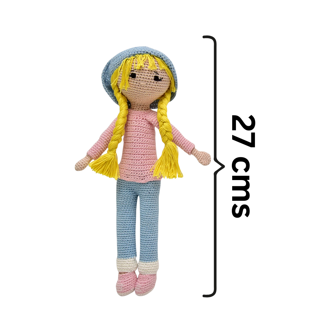 Mia Handmade Crochet Doll | Amigurumi Girl Doll with Braids | Soft Knitted Toy for Kids & Nursery Décor