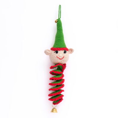 Handmade Crochet Spiral Elf Ornament | Cute Christmas Tree Hanging Decor