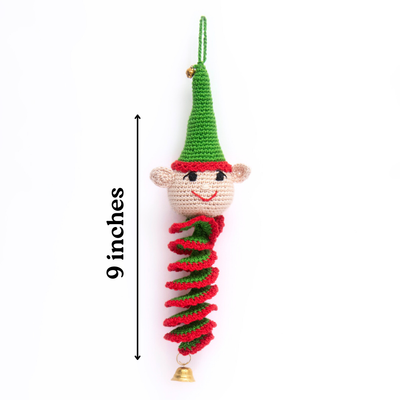 Handmade Crochet Spiral Elf Ornament | Cute Christmas Tree Hanging Decor