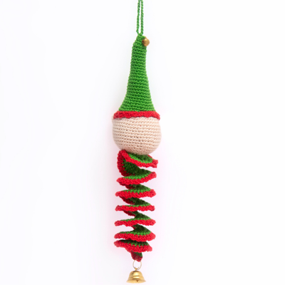 Handmade Crochet Spiral Elf Ornament | Cute Christmas Tree Hanging Decor